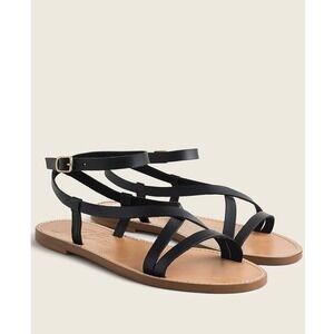 J.Crew Black Leather Strappy Gladiator Sandals Made in Italy Size 8.5